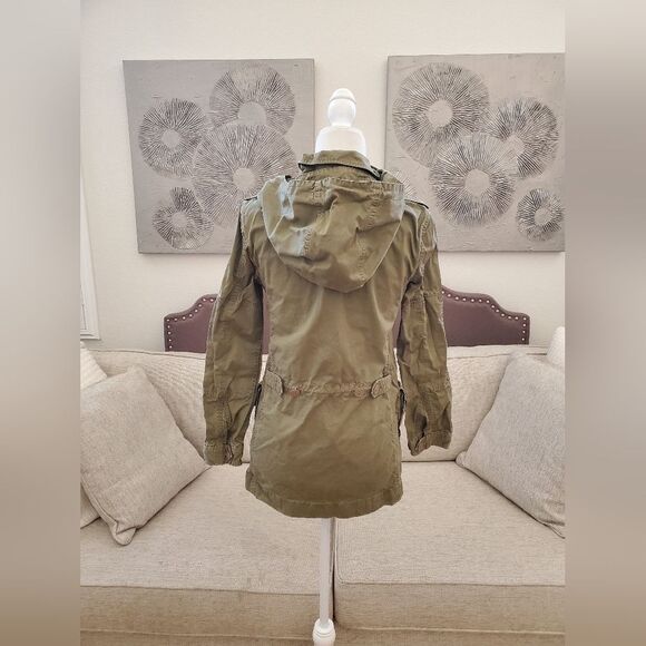 🦋 J. CREW 🦋 Military Fatigue Boyfriend Utility Hooded Jacket - [XS, Green] - Picture 9 of 16